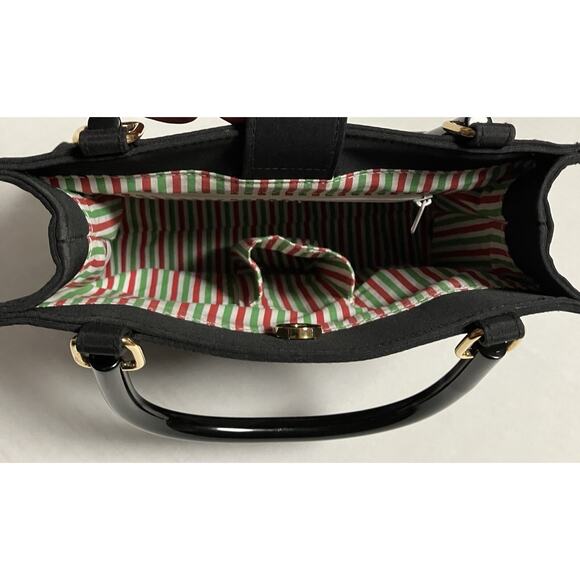 Womens Kim Rogers Christmas Purse Handbag Embroidered Nylon Double Handles - Picture 7 of 10